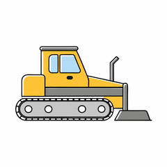 yellow bulldozer isolated on white