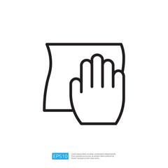 Obraz premium Icon of a Hand Holding a Cloth for Cleaning and Disinfecting Surfaces in a Modern and Minimalist Design