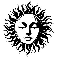 Silhouette illustration of the sun's face