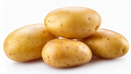 raw potatoes isolated on white background with clipping path