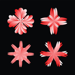 abstract flowers icon set 