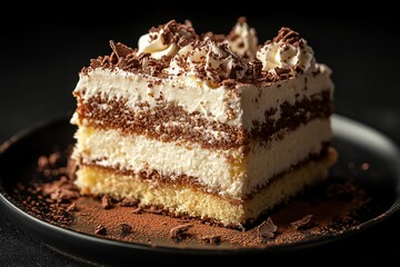 Delicious Tiramisu Dessert Slice Creamy Mascarpone Cocoa and Ladyfingers