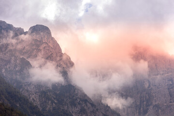 Italian Dolomite Alps sunset mountains, Italy