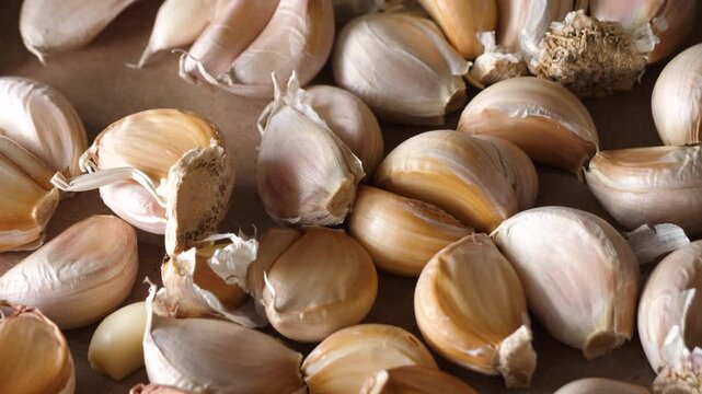 Closeup of fresh organic garlic cloves