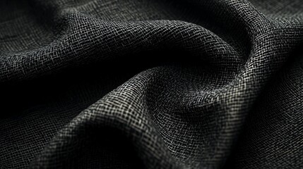 Detailed View of Dark Woven Fabric Texture with Subtle Light Effects