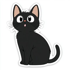 Obraz premium black cat, sticker and white background