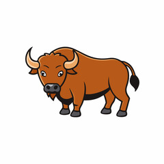 vector illustration of cartoon buffalo