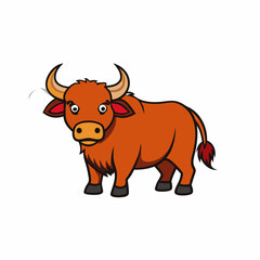 vector illustration of cartoon buffalo