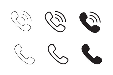Phone and call ringing vector icon set illustration isolated on white background.