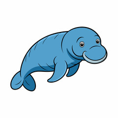 vector illustration of a cartoon dugong