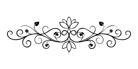 Elegant black floral divider with curls