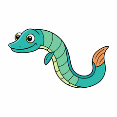 vector illustration of cartoon eel