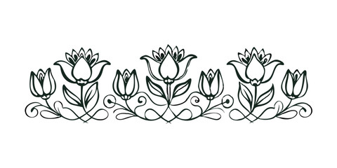 Ornamental floral border with tulip motif