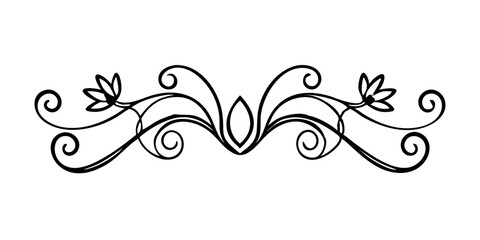 Elegant swirl floral divider in black