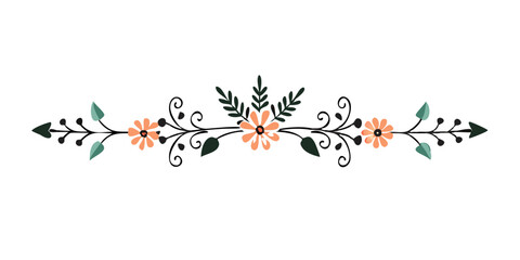 Colorful floral divider with leaves
