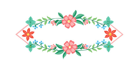 Colorful floral ornament with geometric accents