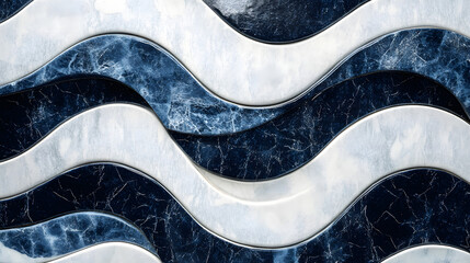 Abstract Blue and White Marble Wave Pattern Texture Background
