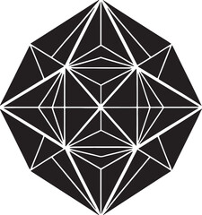 Geometric Polygonal Shape - Black Silhouette Vector Illustration