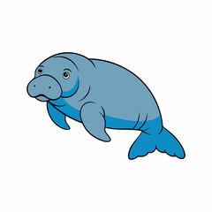 vector illustration of a cartoon manatee 