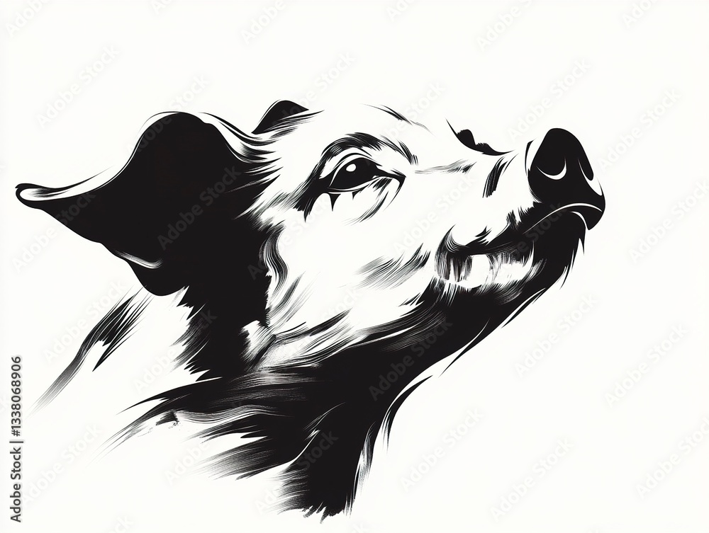 Wall mural a simple yet expressive vector pig, its tiny snout and perky ears making it perfect for playful and 