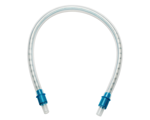 Clear medical breathing tube on a transparent background