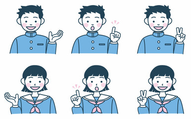 学生のイラストセット