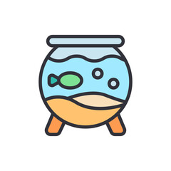 Aquarium colored icons, minimalist vector illustration ,simple transparent graphic element .Isolated on white background