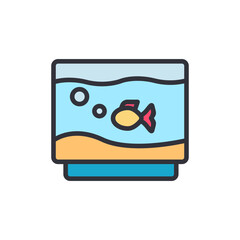Aquarium colored icons, minimalist vector illustration ,simple transparent graphic element .Isolated on white background