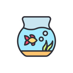 Aquarium colored icons, minimalist vector illustration ,simple transparent graphic element .Isolated on white background