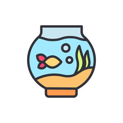 Aquarium colored icons, minimalist vector illustration ,simple transparent graphic element .Isolated on white background