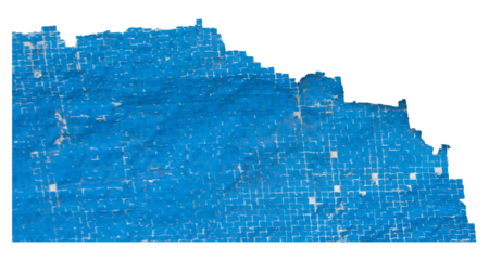 Weathered Torn Blue Tarpaulin with Grid Texture, Aged and Fragile Plastic Sheet. Element For Creative Project.