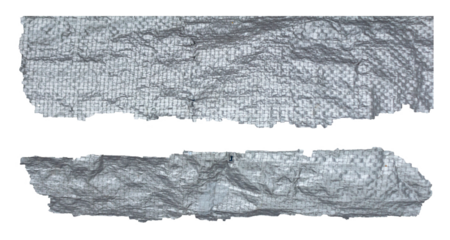 Weathered Torn Gray Tarpaulin with Grid Texture, Aged and Fragile Plastic Sheet. Element For Creative Project.