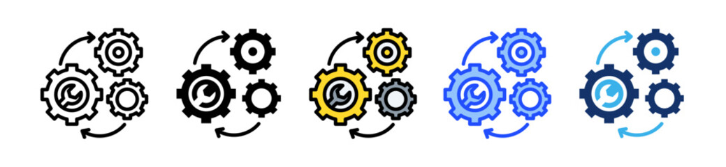 Engineering Icon Set With Multiple Style Collection