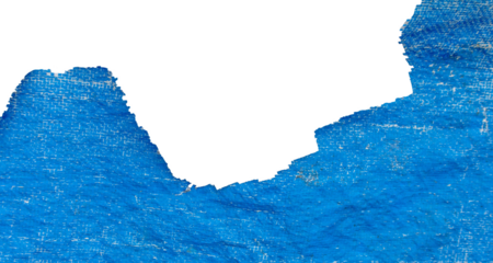 Weathered Torn Blue Tarpaulin with Grid Texture, Aged and Fragile Plastic Sheet. Element For Creative Project.