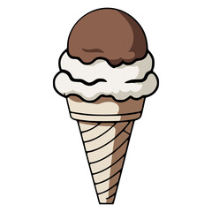 chocolate ice cream sweet snack food flat color vector illustration template design