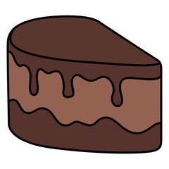 slice chocolate cake sweet snack food flat color vector illustration template design