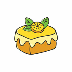 lemon drizzle cake isolated on white background