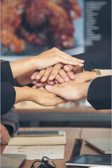 Diversity business partner people teamwork holding hands together power of tag team. Multiethnic...