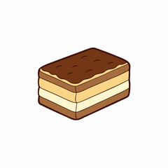 tiramisu cake isolated on white