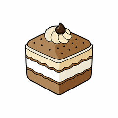tiramisu cake isolated on white