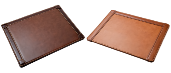 Two leather desk pads on a transparent background