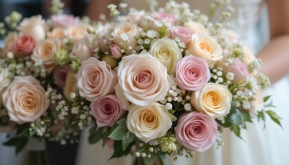 Elegant wedding bouquet display floral venue photography romantic atmosphere close-up love and celebration