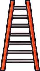 Orange and Black Ladder Vector Illustration, A vector illustration of a ladder with orange sides and black rungs, designed with bold lines and a modern style.
