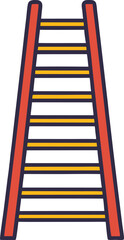 Red and Yellow Ladder Vector Illustration, A vector illustration of a ladder with red sides and yellow steps, designed with clean lines and a modern, minimalistic style.
