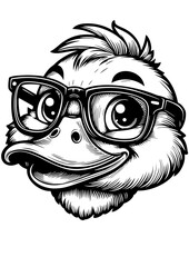 Cute Duck with Glasses Vector Illustration