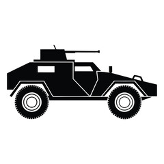 Black Silhouette of an Off-Road Military Jeep