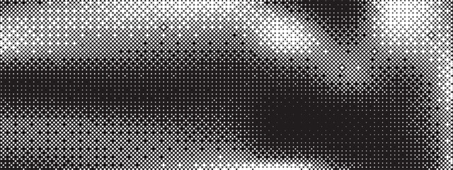 Pixel dithering gradient. Bitmap texture background. Black and white random pixels pattern. Retro glitchy vector art illustration.