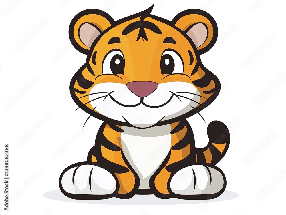 Canvas Prints a stylized cartoon tiger in vector format, its chubby cheeks and oversized paws adding to its cutene