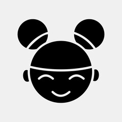 Icon chinese girl. Chinese New Year celebration elements. Icons in glyph style. Good for prints, posters, logo, party decoration, greeting card, etc.