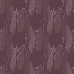 Seamless watercolor floral pattern in dark colors.